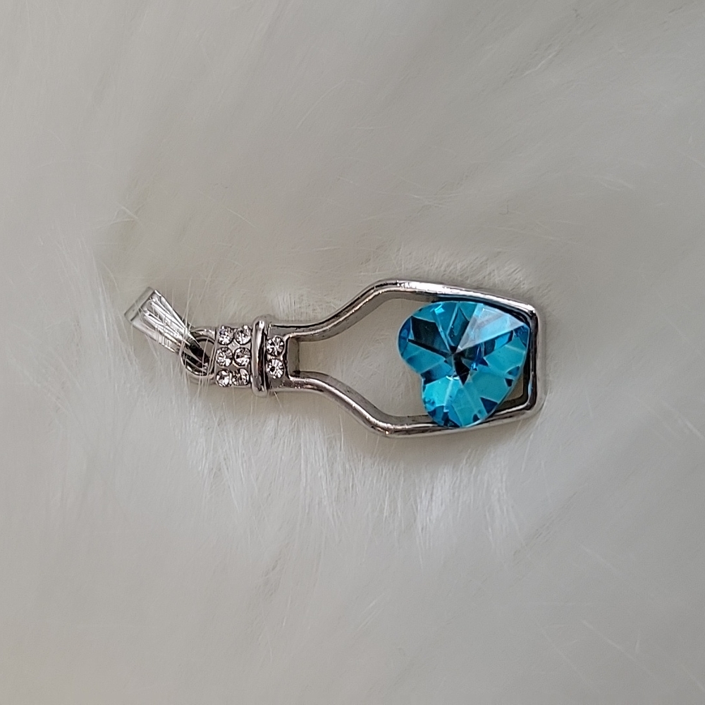 Beautiful Blue Crystal Heart Bottle Pendant 💙